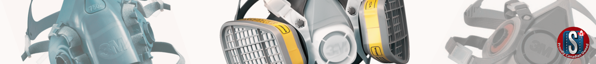 Close-up of 3M half-mask and full-face respirators, representing Skookum Tools' 3M respirator category for respiratory protection and industrial safety.